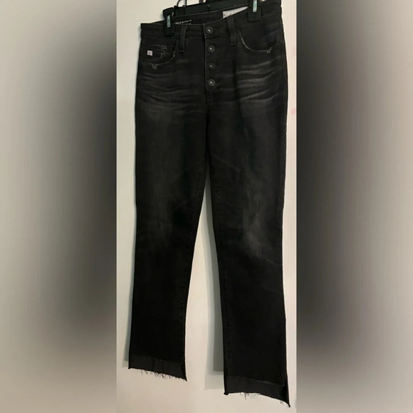 AG Adriano Goldschmied The Isabelle Button Up frayed Hem Denim Jeans Sz 26R crop - Picture 1 of 9